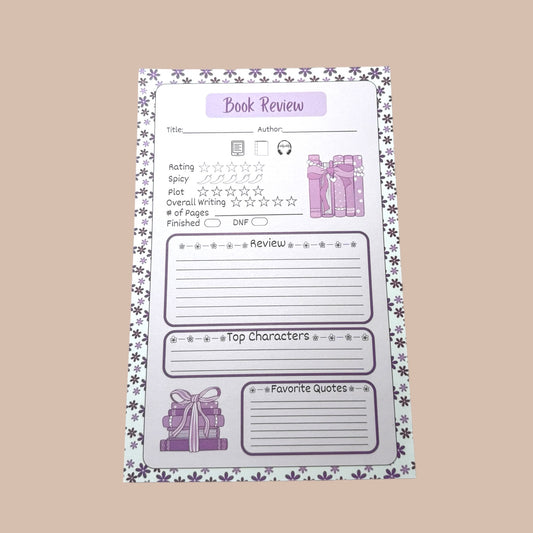 Purple book review notepad