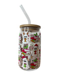Bookish Christmas Ghosts Glass Cup