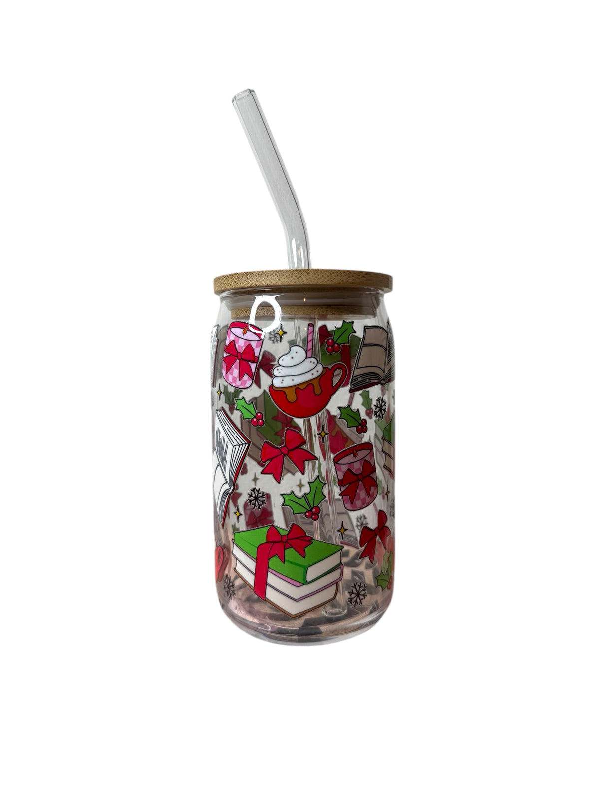 Bookish Christmas Glass Cup