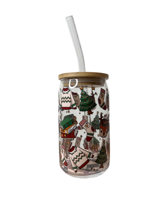 Cozy Christmas Glass Cup